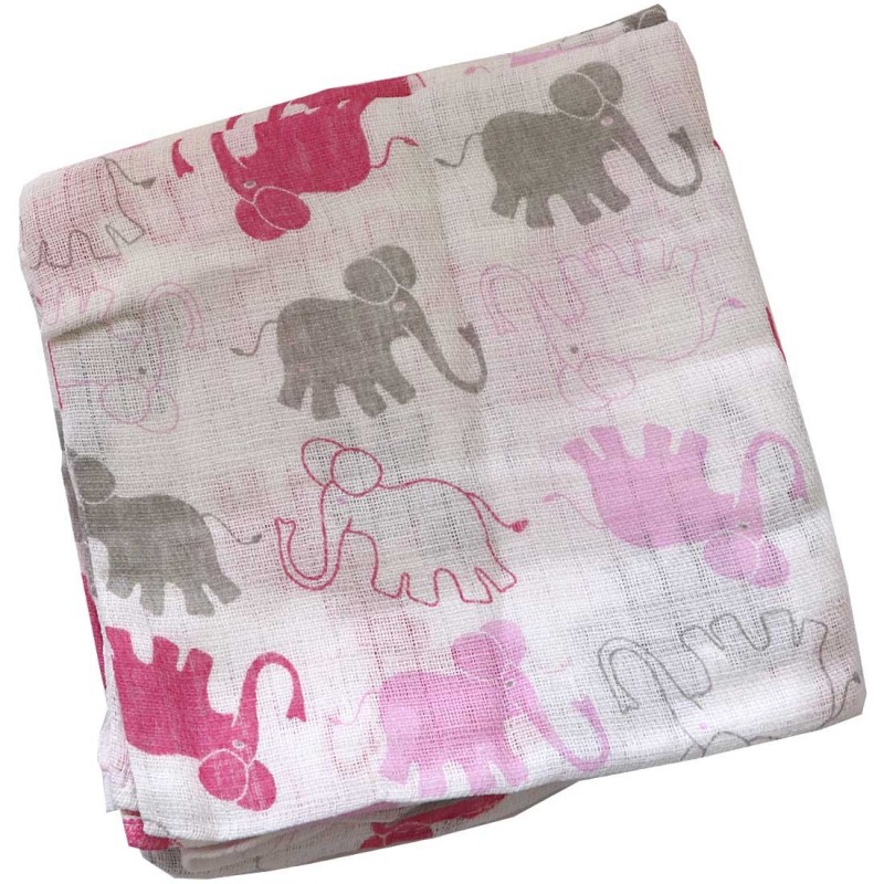 Makoma Πάνα μουσελίνα εμπριμέ "Pink Elephant"-80x80εκ. (1000Η)