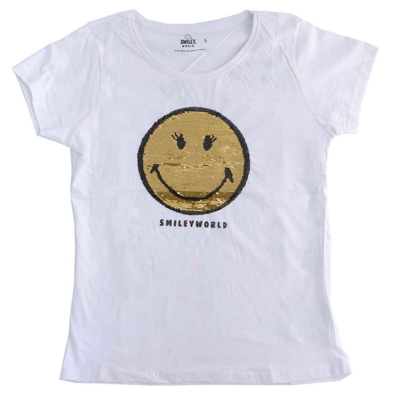 Smiley βαμβακερό γυναικείο μπλουζάκι (SM 53 02 111 SEQUINS 2 SIDE)