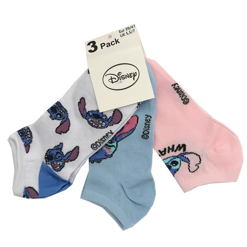 Disney Stitch γυναικείες κάλτσες σετ 3 ζευγάρια (EV3600 white)