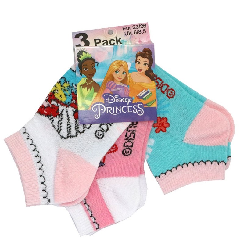 Disney Princess Ariel παιδικές κοντές κάλτσες σετ 3 ζευγάρια (EV0655 pink)
