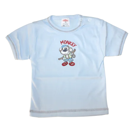 Βρεφικό βαμβακερό μπλουζάκι με κέντημα «Μαϊμουδάκι»